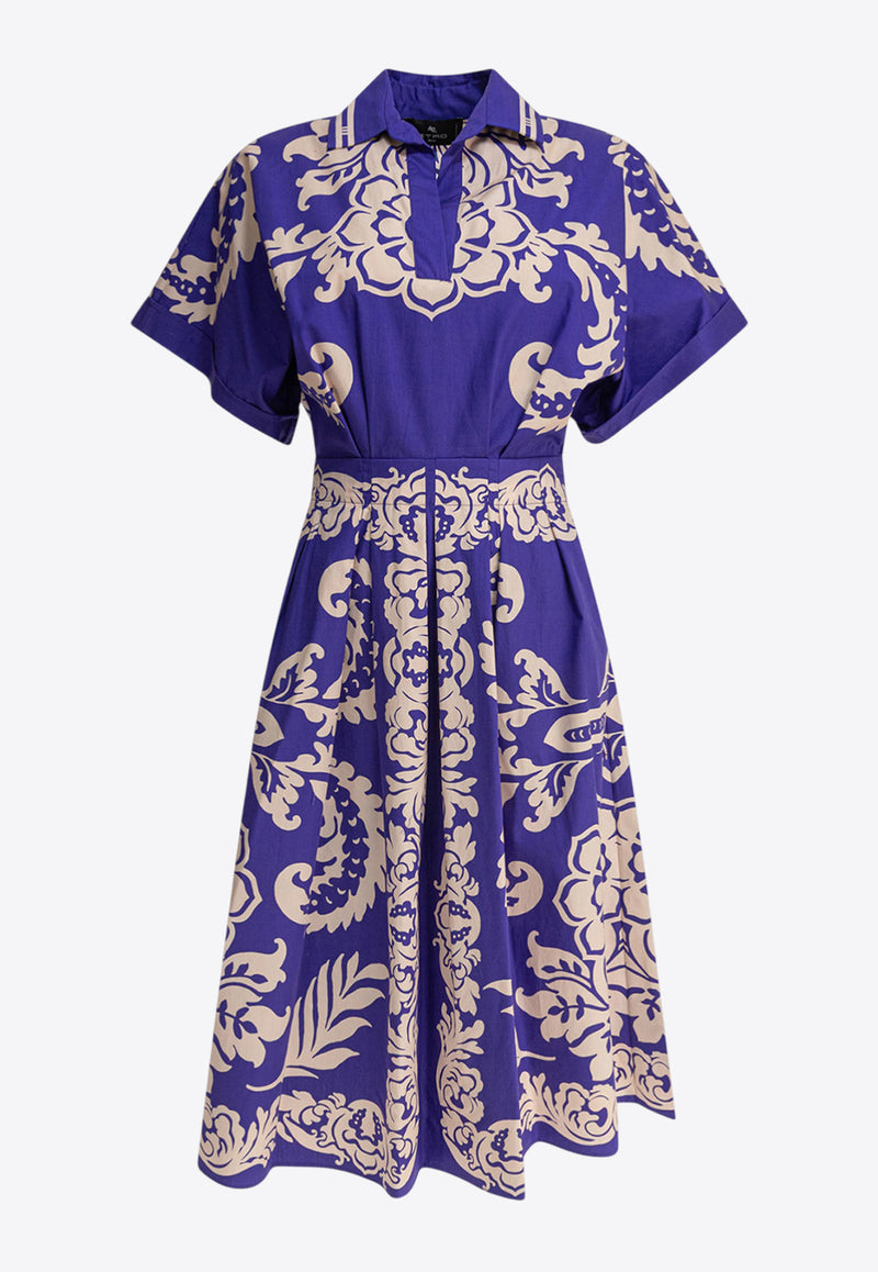 Etro Printed Midi Shirt Dress Blue WRHA038599SP5E3X0883_81078