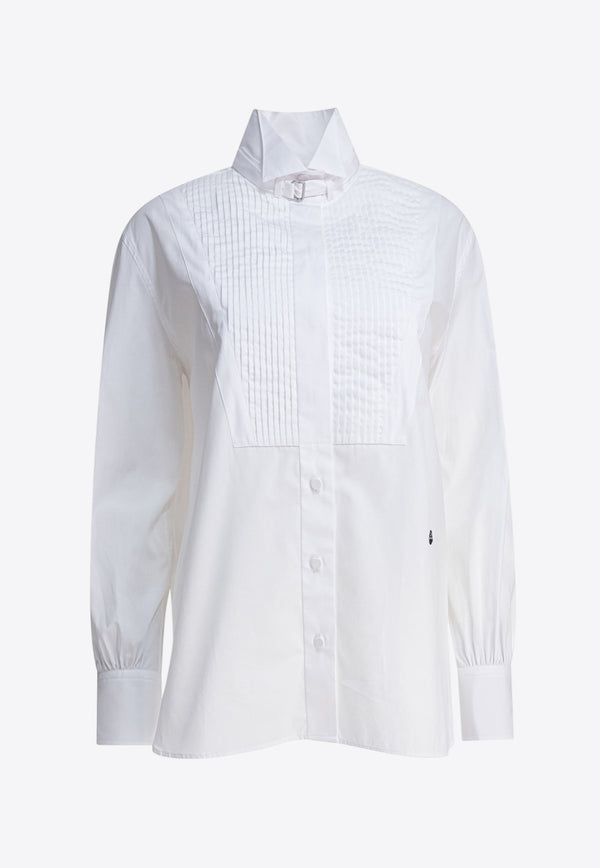 Alexander McQueen Pleated Yoke Long-Sleeved Shirt White 830388QAABS9000_81101
