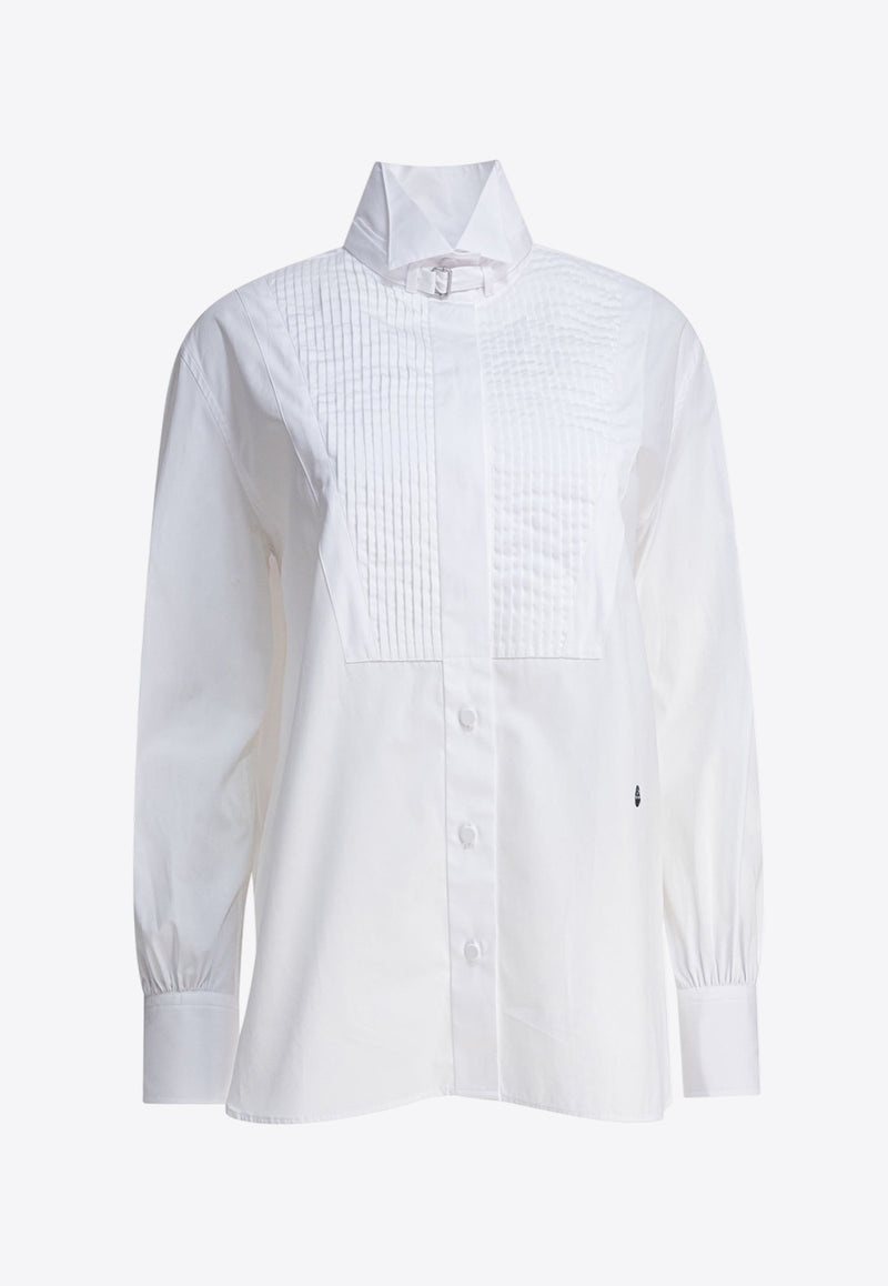 Alexander McQueen Pleated Yoke Long-Sleeved Shirt White 830388QAABS9000_81101
