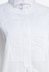 Alexander McQueen Pleated Yoke Long-Sleeved Shirt White 830388QAABS9000_81101