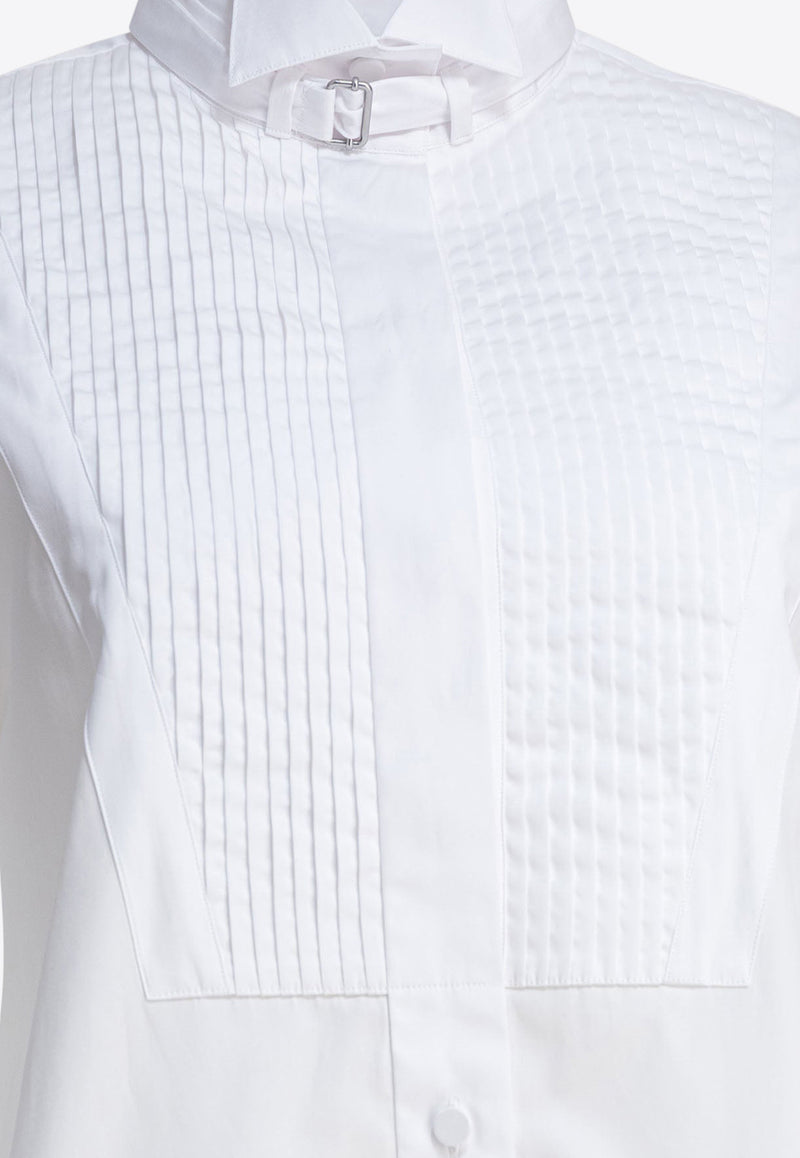 Alexander McQueen Pleated Yoke Long-Sleeved Shirt White 830388QAABS9000_81101