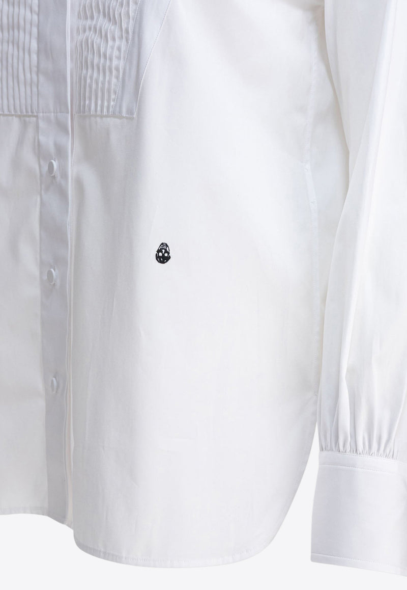 Alexander McQueen Pleated Yoke Long-Sleeved Shirt White 830388QAABS9000_81101