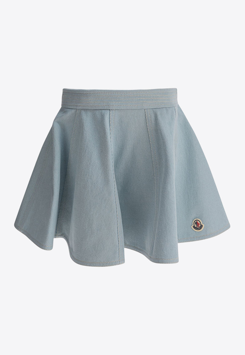 Moncler Kids Girls Flared Denim Mini Skirt Light Blue 2D00002-598KD711_81113