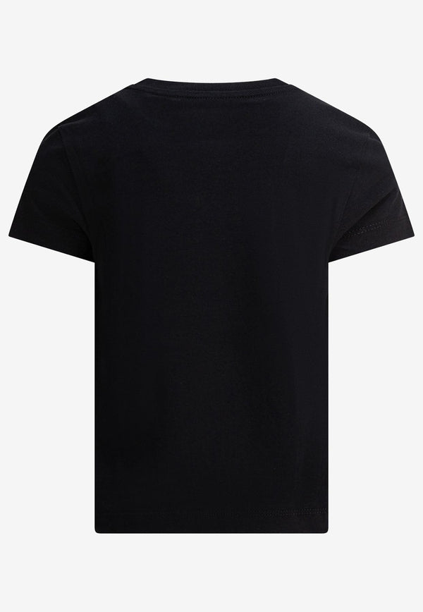 Moncler Kids Boys Logo Embroidered T-shirt Blue 8C00013-89AT9F99_81132