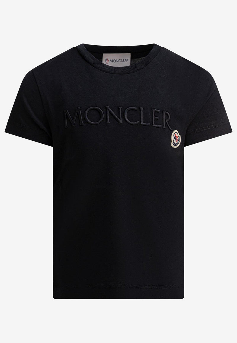 Moncler Kids Boys Logo Embroidered T-shirt Blue 8C00013-89AT9F99_81132