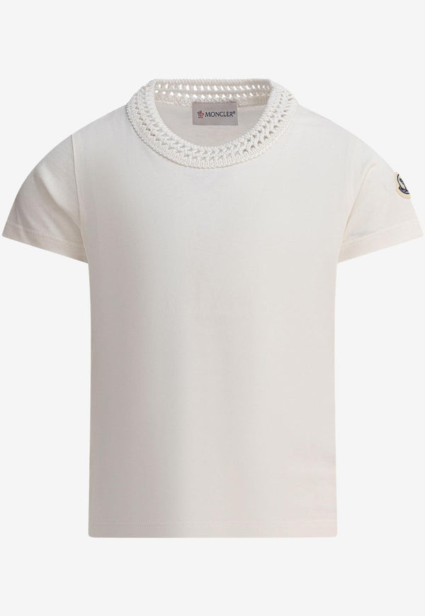 Moncler Kids Boys Logo Patch Crewneck T-shirt Beige 8C00041-83907034_81134