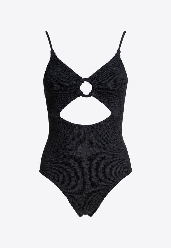 Hunza G Crystal Cut-Out One-Piece Swimsuit Black CRYSTAL SWIMCRINKLEBLACK_81278
