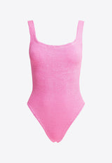 Hunza G Square-Neck Crinkled One-Piece Swimsuit Pink SQUARE NECK SWIMCRINKLEBUBBLEGUM_81317