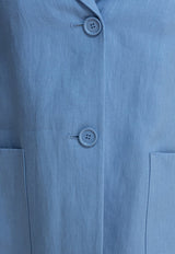 S Max Mara Olivia Single-Breasted Linen Jacket Light Blue 2519041023600OLIVIA003_81279
