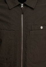 Stone Island Logo Zip-Up Overshirt Green 1200012S0063V0054_81336