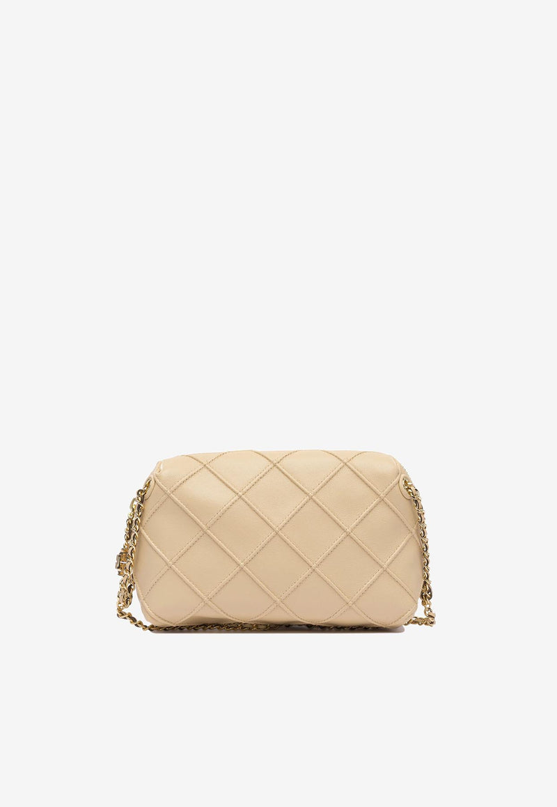 Tory Burch Small Fleming  Quilted Leather Crossbody Bag Beige 169226700_81321