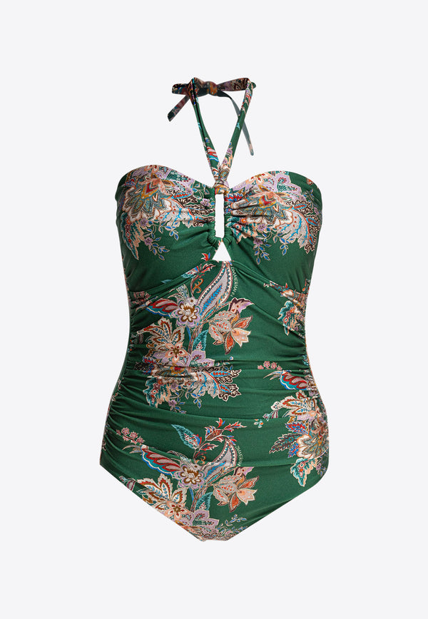 Zimmermann Rhiannon Wide Link Floral One-Piece Swimsuit Green 0171WSS251TEAMULPAI_81236