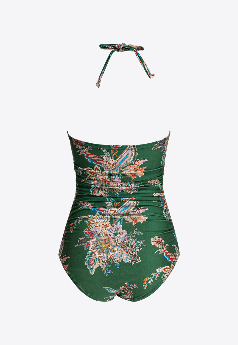 Zimmermann Rhiannon Wide Link Floral One-Piece Swimsuit Green 0171WSS251TEAMULPAI_81236