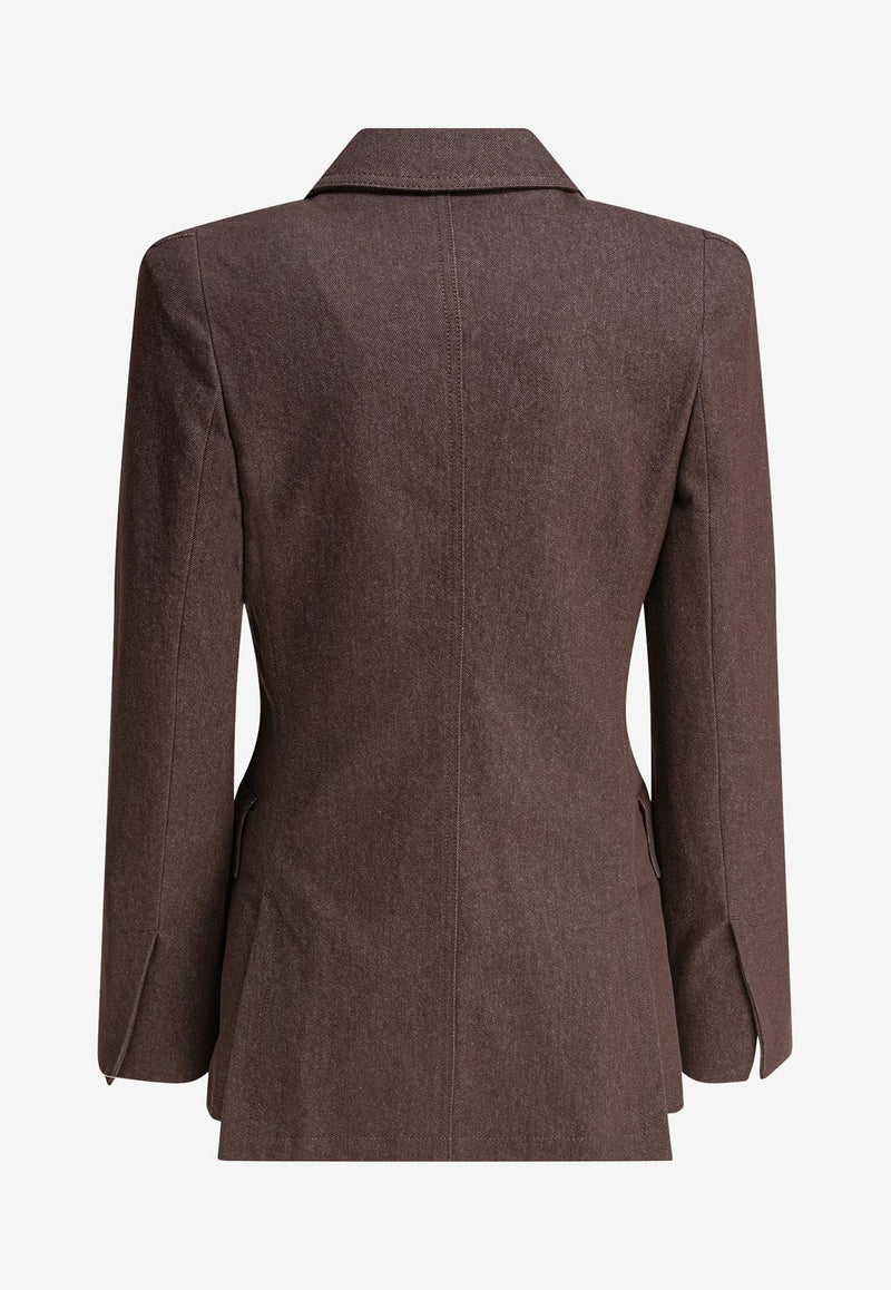 Max Mara Agguati Denim-Effect Blazer  Brown 2511041023600AGGUATI002_81369