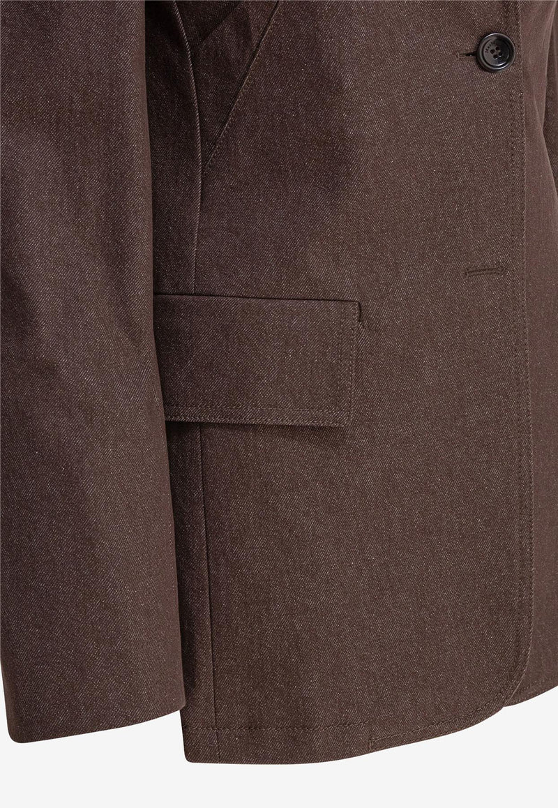 Max Mara Agguati Denim-Effect Blazer  Brown 2511041023600AGGUATI002_81369