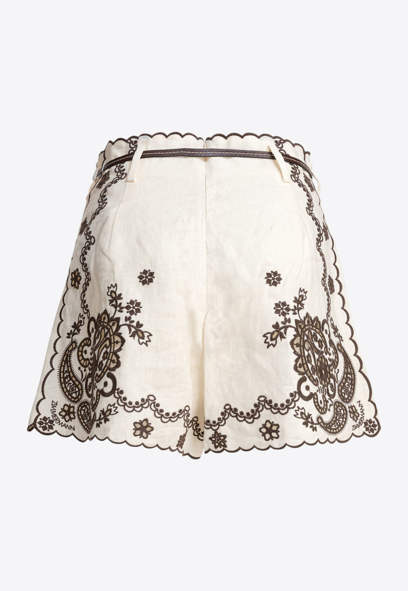 Zimmermann Ascension Embroidered Shorts White 3289ASS253IVCH_81401