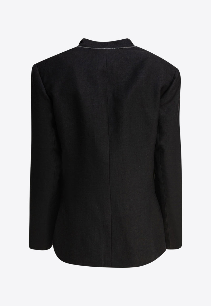 Brunello Cucinelli Single-Breasted Layered Blazer Black MH1262808C101_81433