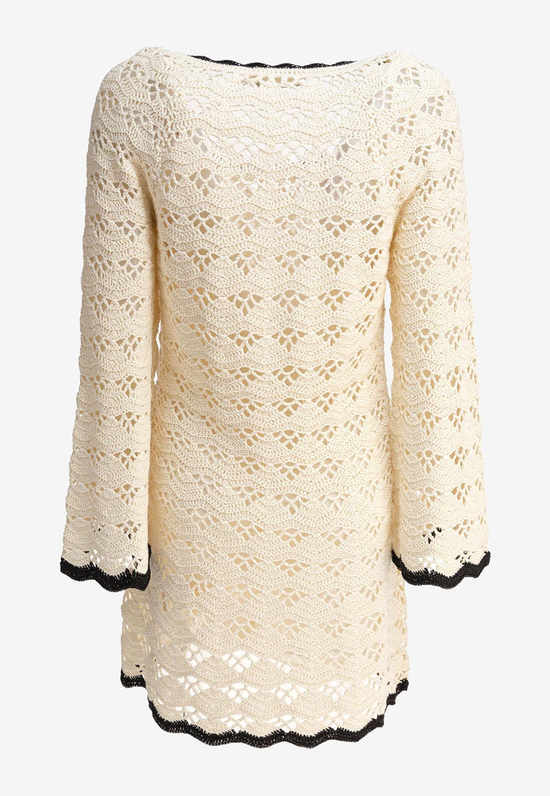 Zimmermann Rhiannon Crochet Knit Mini Dress  Cream 3173DSS251CRBL_81436