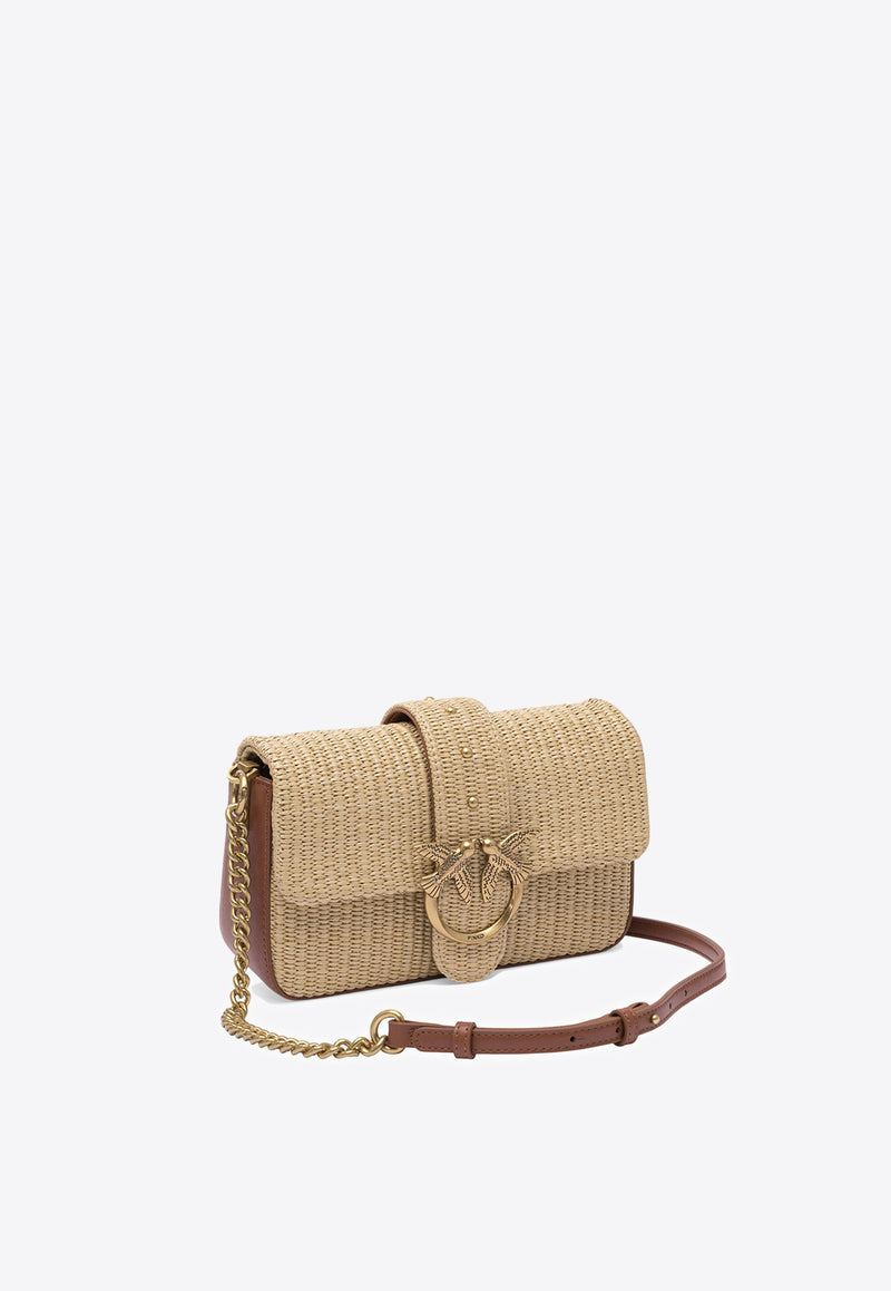 PINKO Mini Love Shoulder Bag in Raffia Beige 104340A2CFC50Q_81558