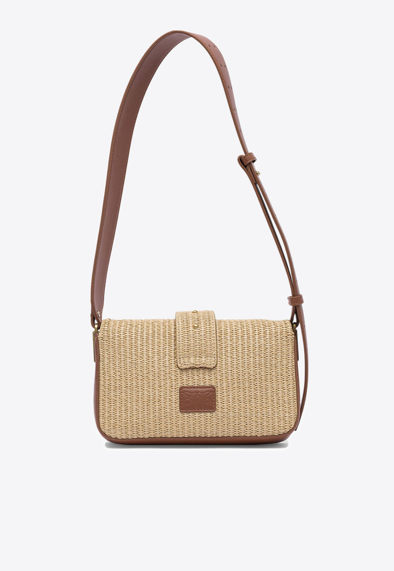 PINKO Mini Love Shoulder Bag in Raffia Beige 104340A2CFC50Q_81558