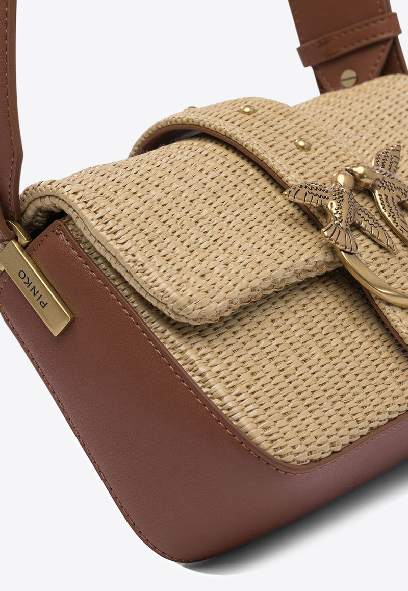 PINKO Mini Love Shoulder Bag in Raffia Beige 104340A2CFC50Q_81558