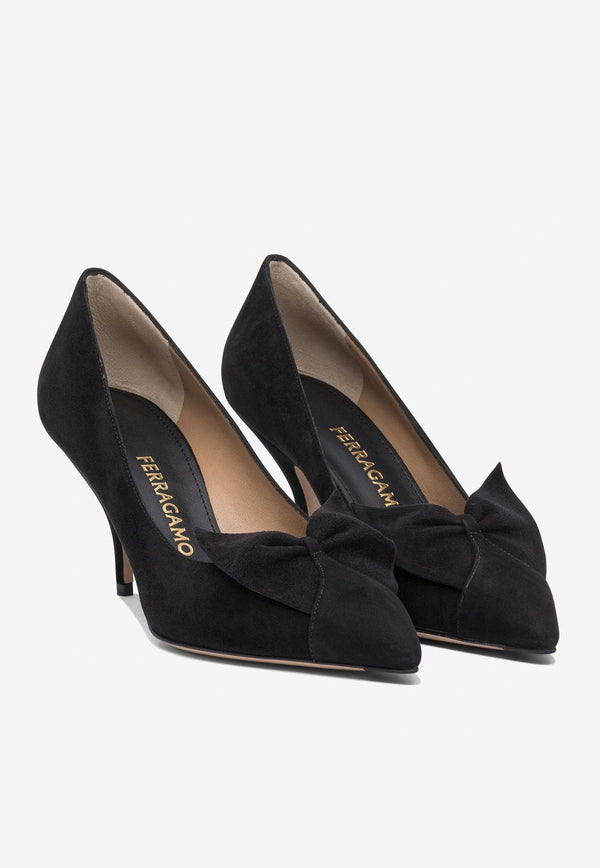 Ferragamo Gwen 70 Suede Pumps Black 0785007_81561