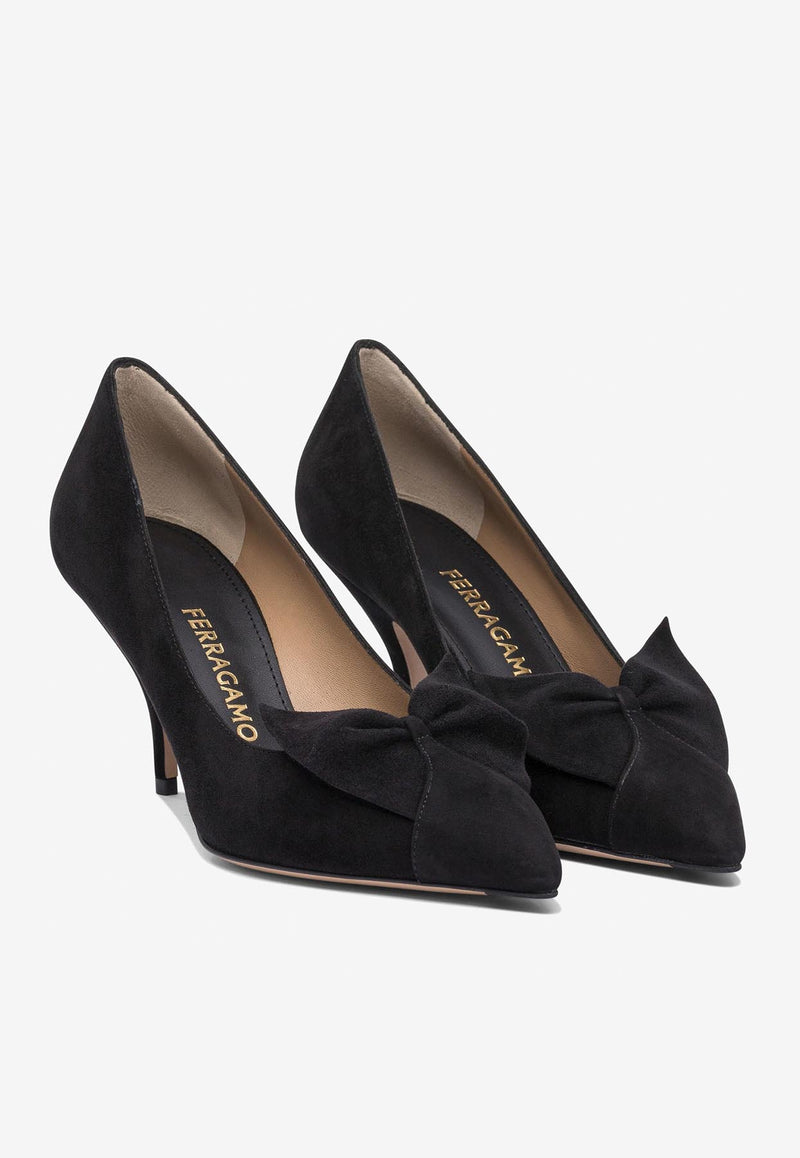 Ferragamo Gwen 70 Suede Pumps Black 0785007_81561