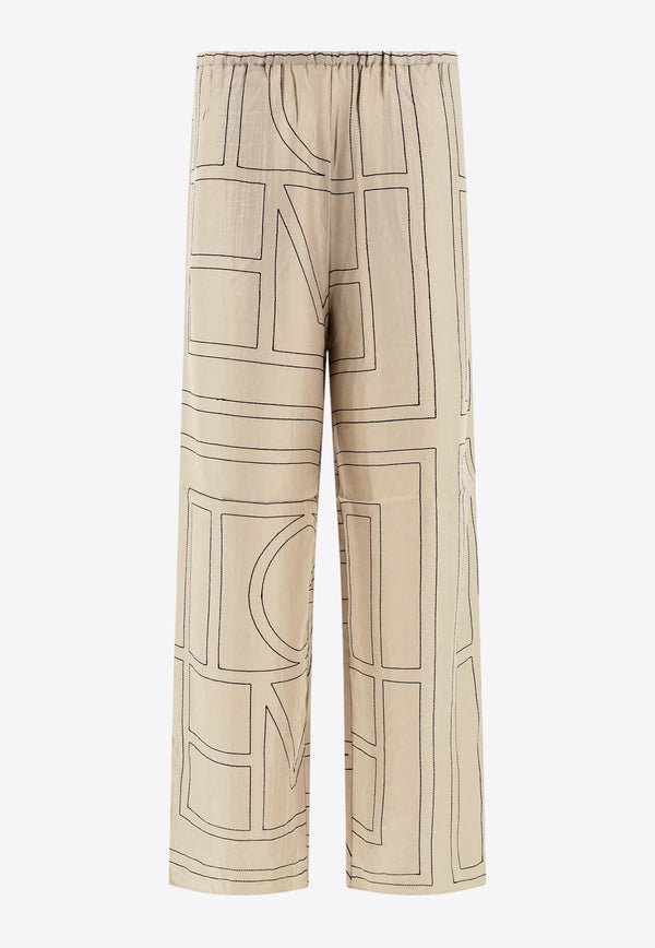 Toteme Monogram Silk Pajama Pants Cream 213-255-707926_81535