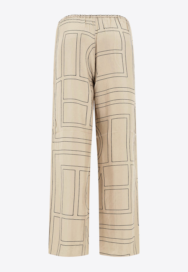 Toteme Monogram Silk Pajama Pants Cream 213-255-707926_81535