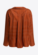 Toteme Monogram Print Silk Pajama Shirt  Brown 241-WRT976-FB0089161_81601