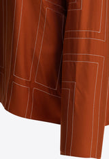 Toteme Monogram Print Silk Pajama Shirt  Brown 241-WRT976-FB0089161_81601