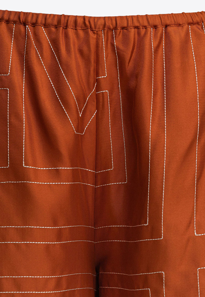 Toteme Monogram Silk Mini Shorts Brown 241-WRB1141-FB0089161_81602