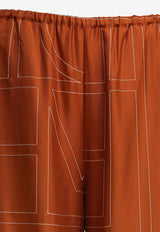 Toteme Monogram Silk Pajama Pants Brown 241-WRB1092-FB0089161_81606