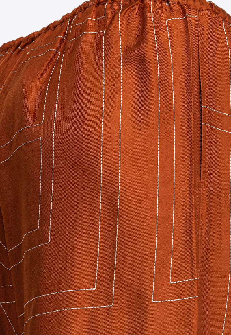 Toteme Monogram Silk Pajama Pants Brown 241-WRB1092-FB0089161_81606