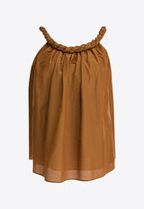 Loulou de Saison Garino Voile Gathered Top Brown GARINOOCHER_81706