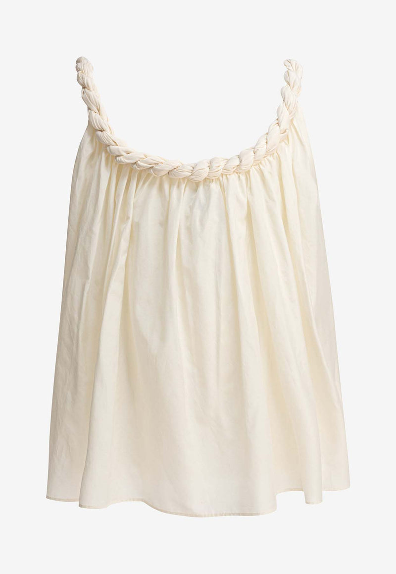 Loulou de Saison Garino Voile Gathered Top Ivory GARINOIVORY_81711