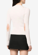 Fendi Ribbed Cardigan with Cut-Outs Cream FZC963ANJBF084J_81905
