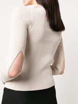 Fendi Ribbed Cardigan with Cut-Outs Cream FZC963ANJBF084J_81905