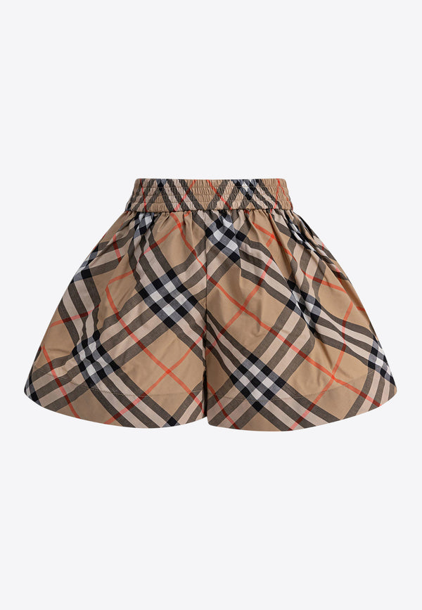 Burberry Kids Girls Elastic-Waist Checked Short Beige 8108021_81919