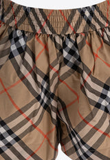 Burberry Kids Girls Elastic-Waist Checked Short Beige 8108021_81919