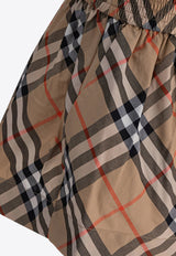 Burberry Kids Girls Elastic-Waist Checked Short Beige 8108021_81919