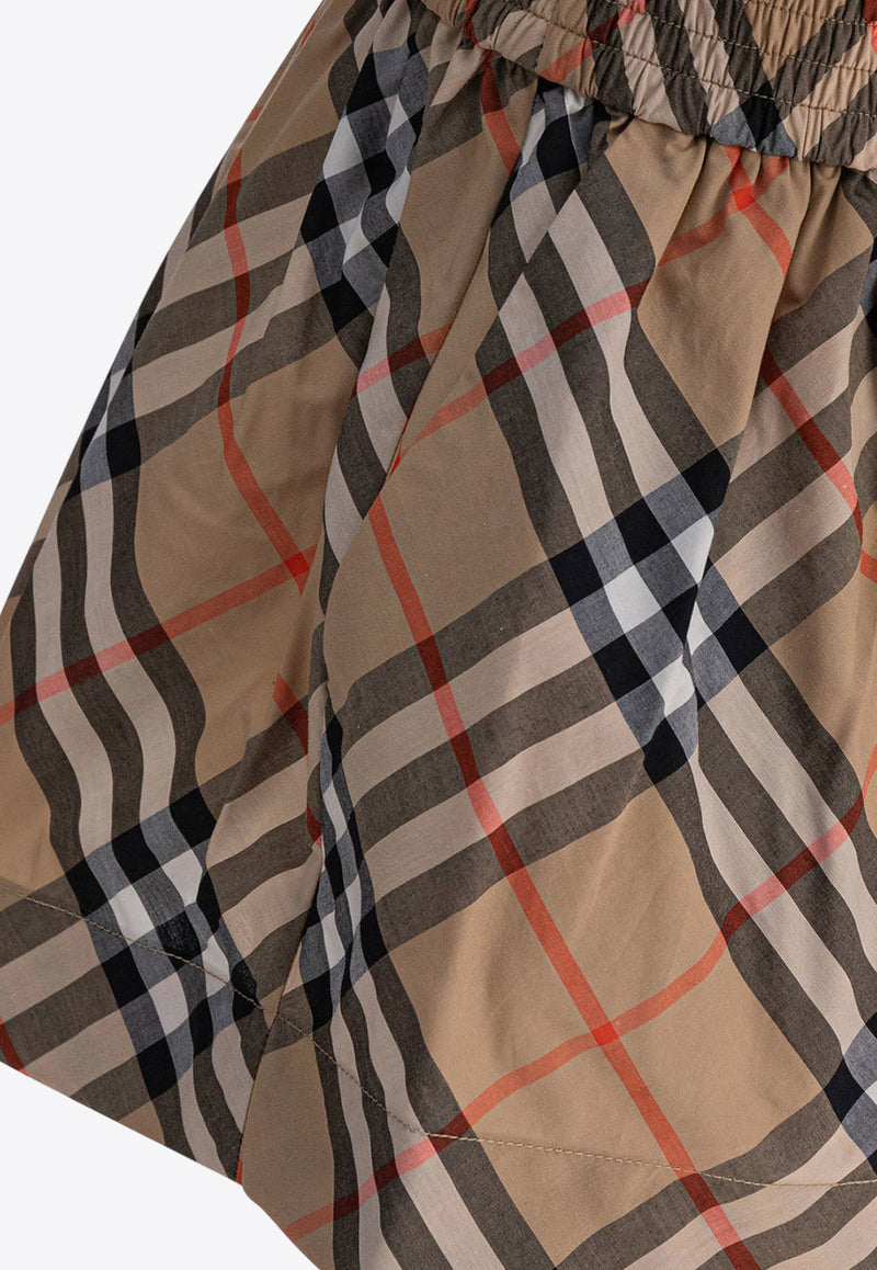 Burberry Kids Girls Elastic-Waist Checked Short Beige 8108021_81919