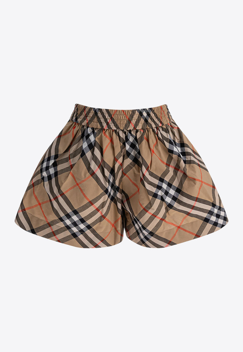 Burberry Kids Girls Elastic-Waist Checked Short Beige 8108021_81919