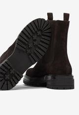 Gianvito Rossi Chester Suede Ankle Boots Dark Brown G7346220GOMMOKA_81929