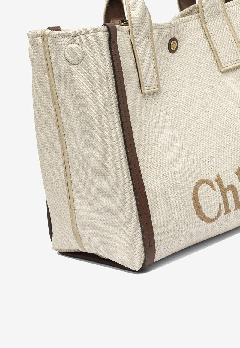 Chloé Carry Raffia-Effect Logo Tote Bag Beige CH25US910P1924P_81945