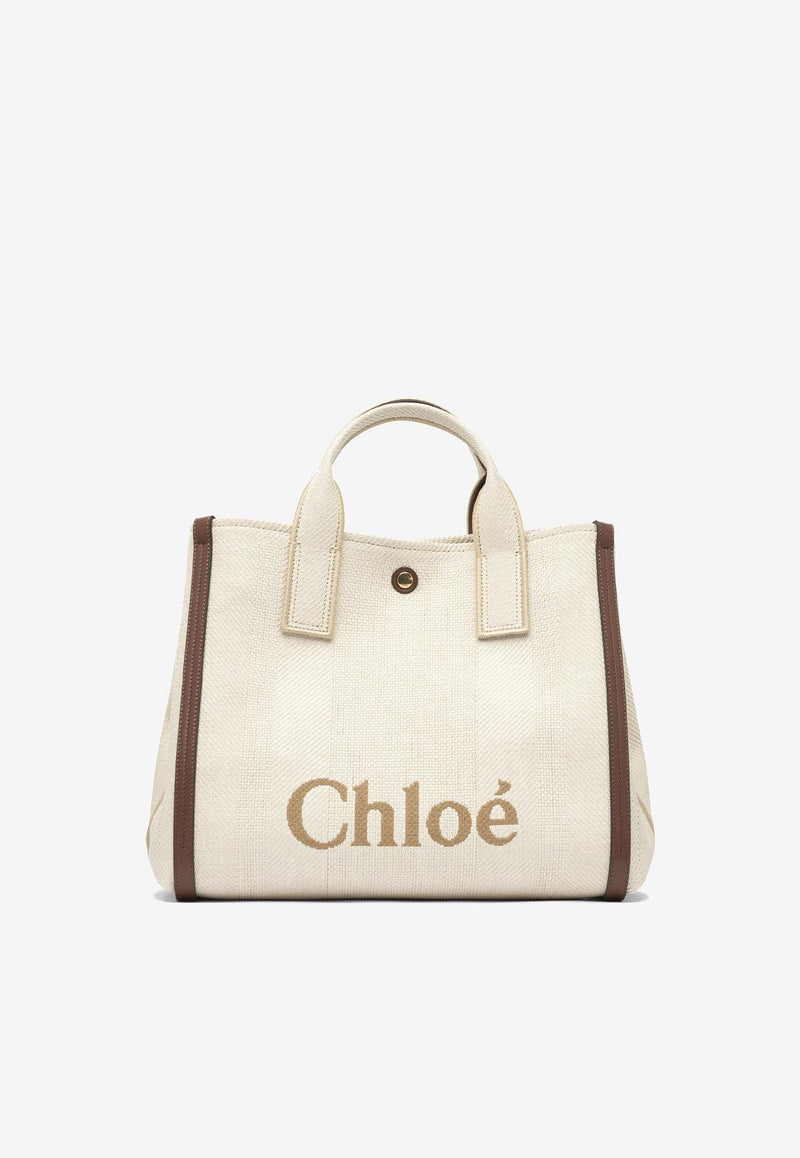 Chloé Carry Raffia-Effect Logo Tote Bag Beige CH25US910P1924P_81945