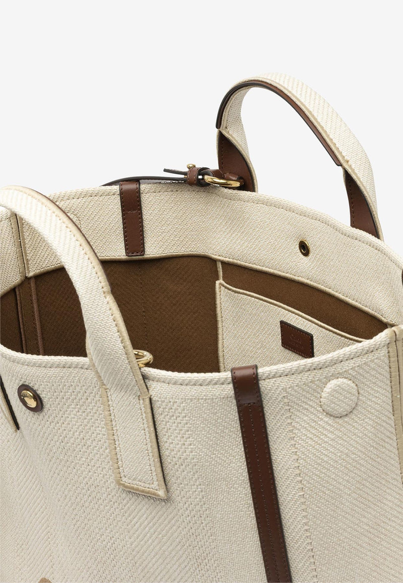 Chloé Carry Raffia-Effect Logo Tote Bag Beige CH25US910P1924P_81945