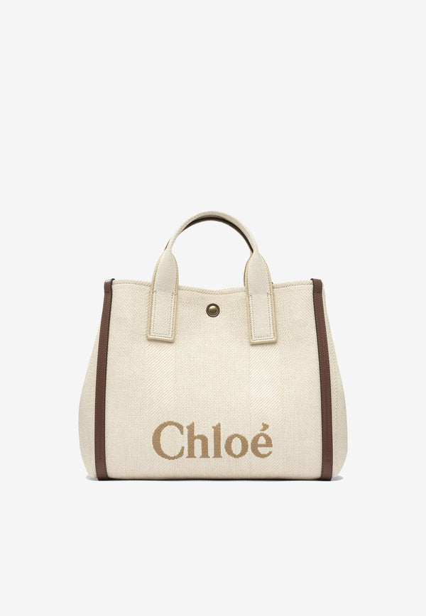 Chloé Carry Raffia-Effect Logo Tote Bag Beige CH25US910P1924P_81945