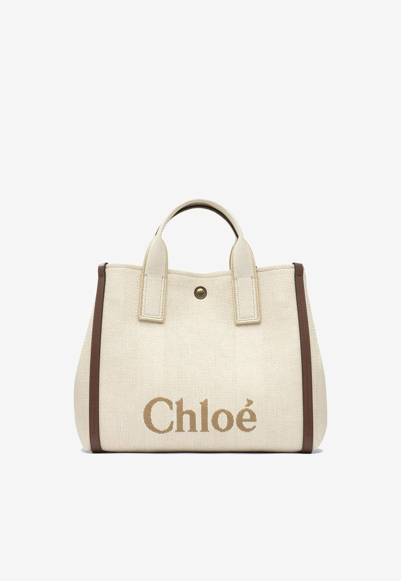 Chloé Carry Raffia-Effect Logo Tote Bag Beige CH25US910P1924P_81945