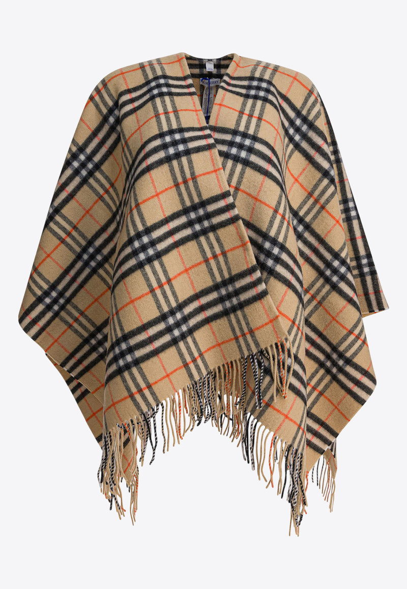 Burberry Vintage Check Fringed Cape Beige 8102992_81976